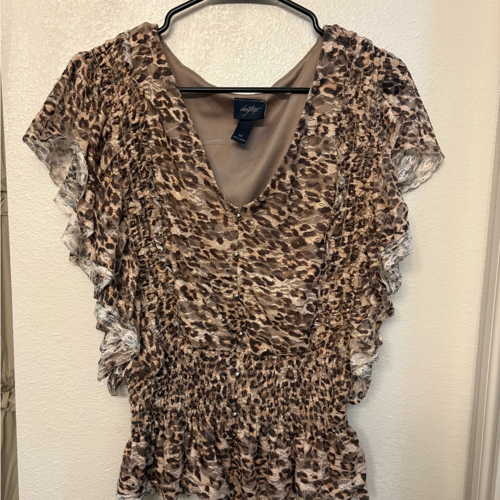 Daytrip Brown Animal Print Blouse